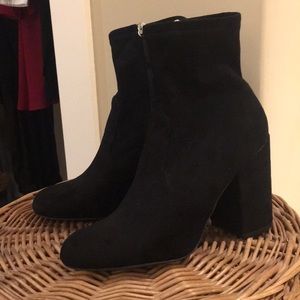 Steve Madden black suede heeled ankle boots